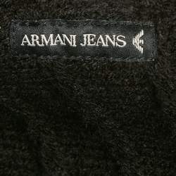 Armani Jeans Black Rabbit Fur Trim Knit Poncho S