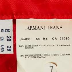 Pre Owned Armani Jeans Red Cotton Slim Fit Pants M/Waist 32"