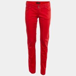 Armani Jeans Red Cotton Slim Fit Pants M/Waist 32"