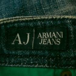 Pre Owned بنطلون جينز أرماني جينز كحلي مغسول مستقيم الساق مقاس متوسط - الخصر 34"