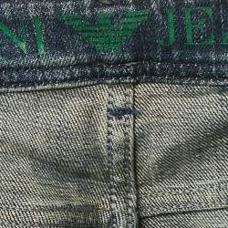 Pre Owned بنطلون جينز أرماني جينز كحلي مغسول مستقيم الساق مقاس متوسط - الخصر 34"