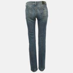 Pre Owned بنطلون جينز أرماني جينز كحلي مغسول مستقيم الساق مقاس متوسط - الخصر 34"