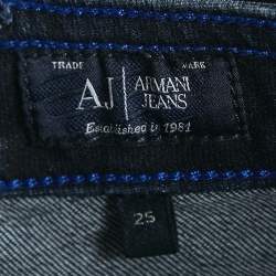 Pre Owned Armani Jeans Navy Blue Faded Denim Skinny Fit J40 Jeans S Waist 27"