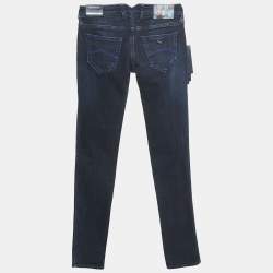 Pre Owned Armani Jeans Navy Blue Faded Denim Skinny Fit J40 Jeans S Waist 27"