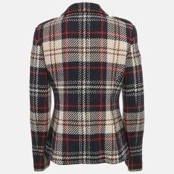 Armani Jeans Navy Blue/Multicolor Tweed Button Front Jacket M