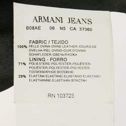 Armani Jeans Olive Green Leather Zip-Up Jacket M