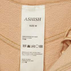 Pre Owned Ashish Pink Cotton Sequin Straight Leg Jeans M Waist 28"