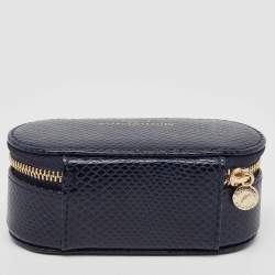 Aspinal Of London Midnight Blue Lizard Handbag Tidy All Case