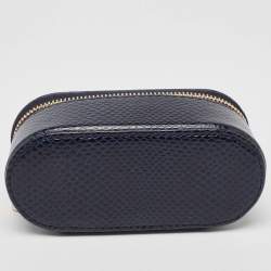 Aspinal Of London Midnight Blue Lizard Handbag Tidy All Case