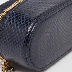 Aspinal Of London Midnight Blue Lizard Handbag Tidy All Case