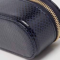 Aspinal Of London Midnight Blue Lizard Handbag Tidy All Case
