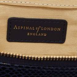 Aspinal Of London Midnight Blue Lizard Handbag Tidy All Case