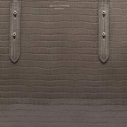 Pre Owned Aspinal Of London Beige Croc Embossed Leather Zipped Regent Tote