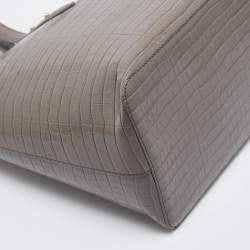 Pre Owned Aspinal Of London Beige Croc Embossed Leather Zipped Regent Tote