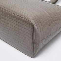 Pre Owned Aspinal Of London Beige Croc Embossed Leather Zipped Regent Tote