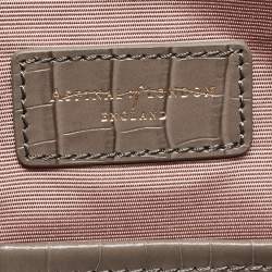 Pre Owned Aspinal Of London Beige Croc Embossed Leather Zipped Regent Tote