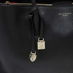 Pre Owned Aspinal Of London Black Grained Leather The London Tote