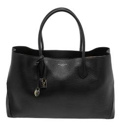 Pre Owned Aspinal Of London Black Grained Leather The London Tote