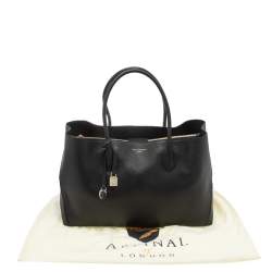 Pre Owned Aspinal Of London Black Grained Leather The London Tote