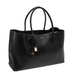 Pre Owned Aspinal Of London Black Grained Leather The London Tote