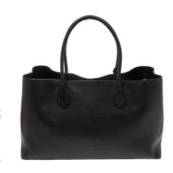 Pre Owned Aspinal Of London Black Grained Leather The London Tote