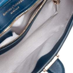 Pre Owned Aspinal Of London Blue Croc Embossed Leather And Leather Portobello Shoulder Bag