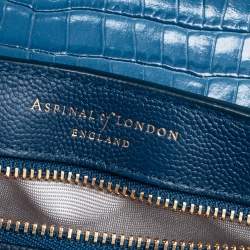 Pre Owned Aspinal Of London Blue Croc Embossed Leather And Leather Portobello Shoulder Bag