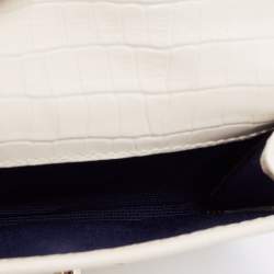 Pre Owned Aspinal Of London Ivory Croc Embossed Leather Mayfair Compact Wallet