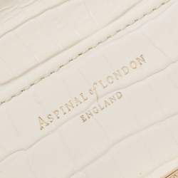 Pre Owned Aspinal Of London Ivory Croc Embossed Leather Mayfair Compact Wallet