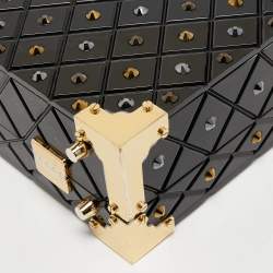 Aspinal of London Black Jet Crystals Embellished Acrylic The Trunk Top Handle Bag