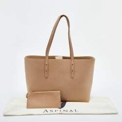Aspinal Of London Beige Leather Shopper Tote 