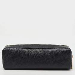 Pre Owned Aspinal Of London Black Leather Small Case Zip Pouch