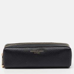 Aspinal Of London Black Leather Small Case Zip Pouch 