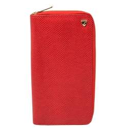 Aspinal Of London Red Lizard Skin Zip Travel Organizer