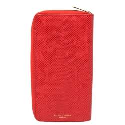 Aspinal Of London Red Lizard Skin Zip Travel Organizer