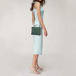 Aspinal of London Green Croc Embossed Leather Trinket Top Handle Bag 