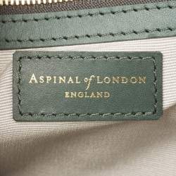 Aspinal of London Green Croc Embossed Leather Trinket Top Handle Bag 