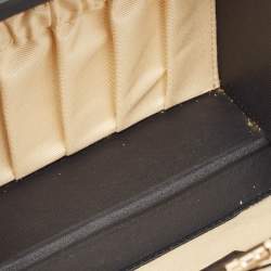 Aspinal Of London Black/Beige Leopard Print Leather Trunk Top Handle Bag