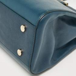 Aspinal Of London Teal Blue Leather Small Florence Frame Top Handle Bag