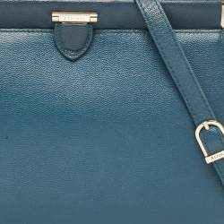 Aspinal Of London Teal Blue Leather Small Florence Frame Top Handle Bag