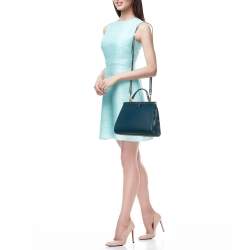 Aspinal Of London Teal Blue Leather Small Florence Frame Top Handle Bag