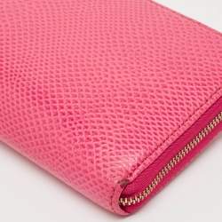 Aspinal Of London Pink Karung Leather Zip Around Wallet