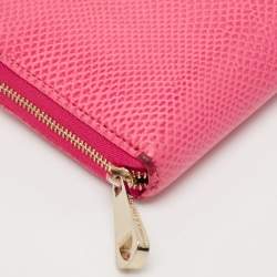 Aspinal Of London Pink Karung Leather Zip Around Wallet