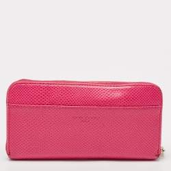 Aspinal Of London Pink Karung Leather Zip Around Wallet