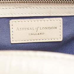 Aspinal Of London Light Beige Croc Embossed Leather Trunk Top Handle Bag