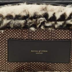 Aspinal Of London Black/White Leather, Rabbit Fur and Snakeskin Shoulder Bag