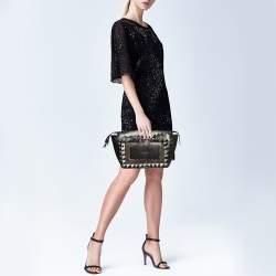Aspinal Of London Black/White Leather, Rabbit Fur and Snakeskin Shoulder Bag