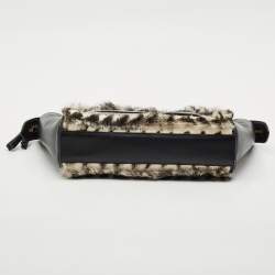 Aspinal Of London Black/White Leather, Rabbit Fur and Snakeskin Shoulder Bag