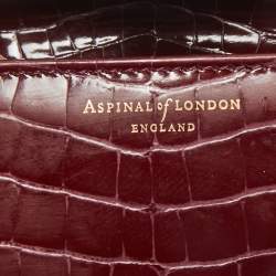 Aspinal of London Burgundy Croc Embossed Leather Small Mayfair Top Handle Bag