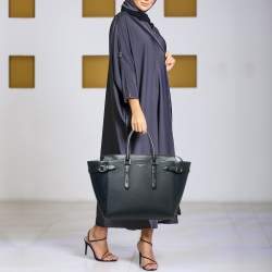 Pre Owned Aspinal Of London Navy Blue Leather Large Marylebone Tote